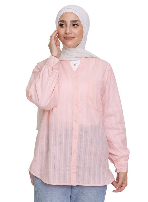 Powder Rose V - Neck Shirt - Khotwh
